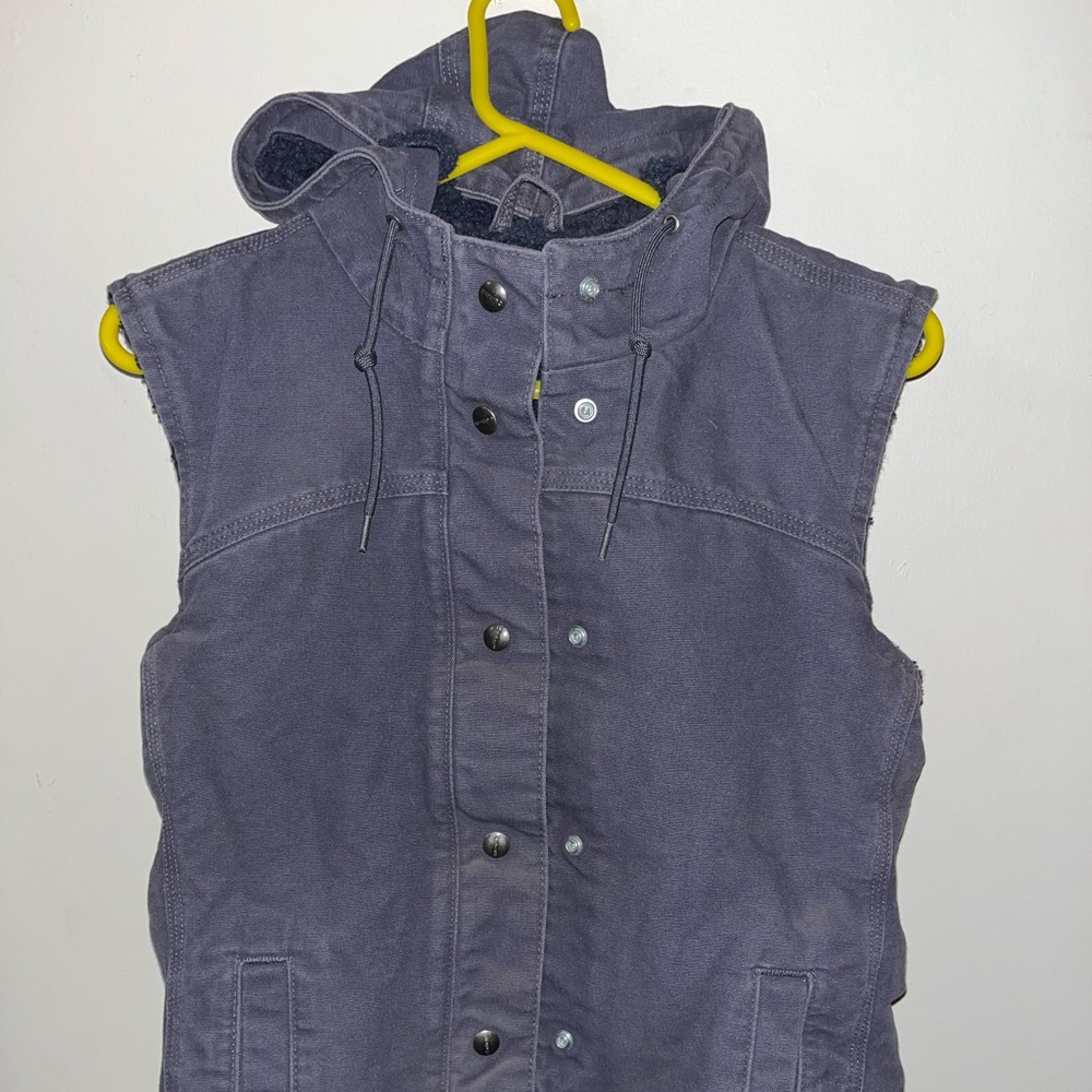 Vintage Carhartt Teal Sherpa Lined Hooded Vest~Women’s size XS~In Euc!